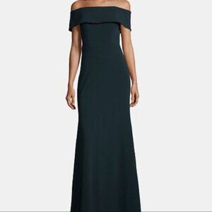 Betsy and Adam Green Off the Shoulder Ruffled Back A-Line Sheath Gown Size 4